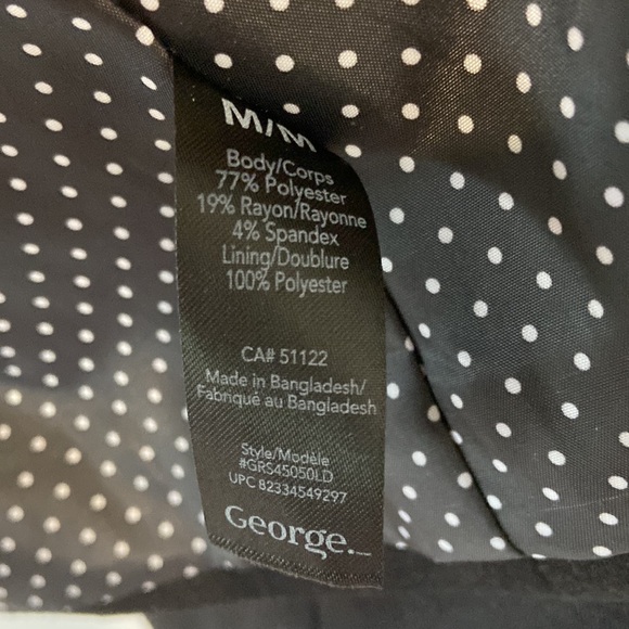 George Womens Blazer Size M Medium Black Polka Dot Lining One Button Faux Pocket - Picture 7 of 9